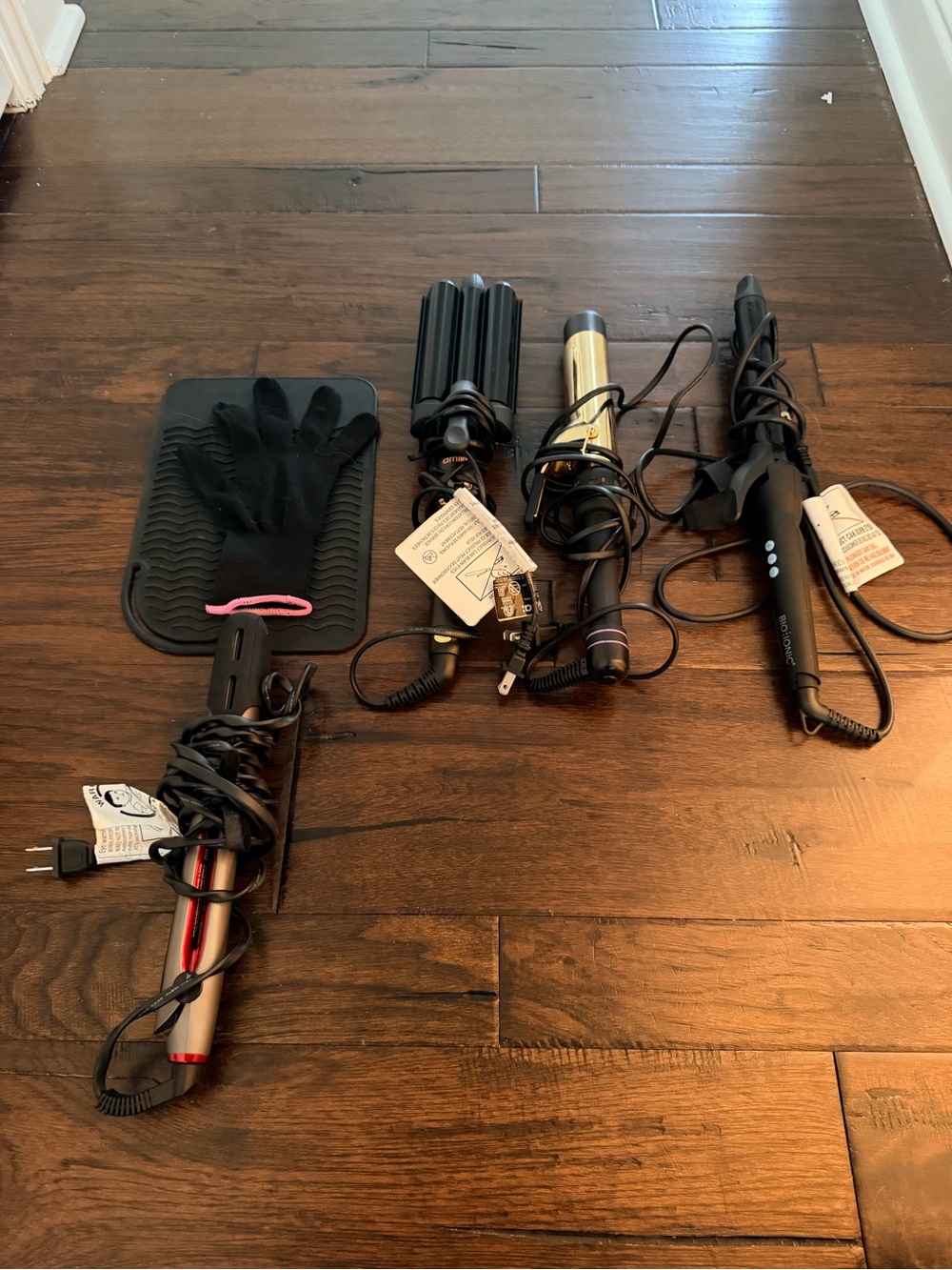 Multi-Pack Hair Styling Tools with Heat Glove - Black and Gold Accents